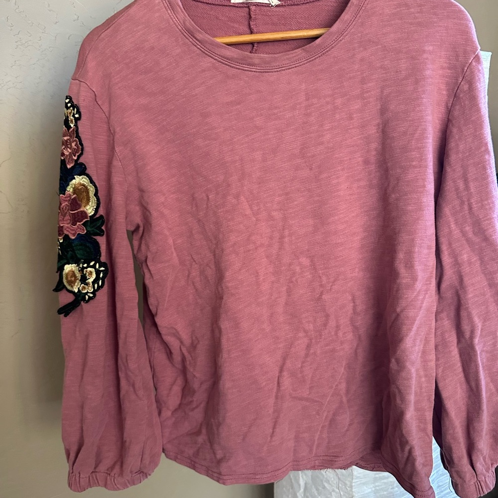 Love Riche Pink Sweatshirt with Floral Embroidery